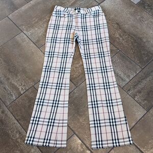 Vintage Burberry Nova Check High Waisted Flare 5 Pocket Jean/Trouser Pants UK 8